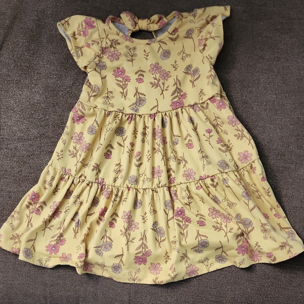 btween Yellow and Pink Floral Kids Dress